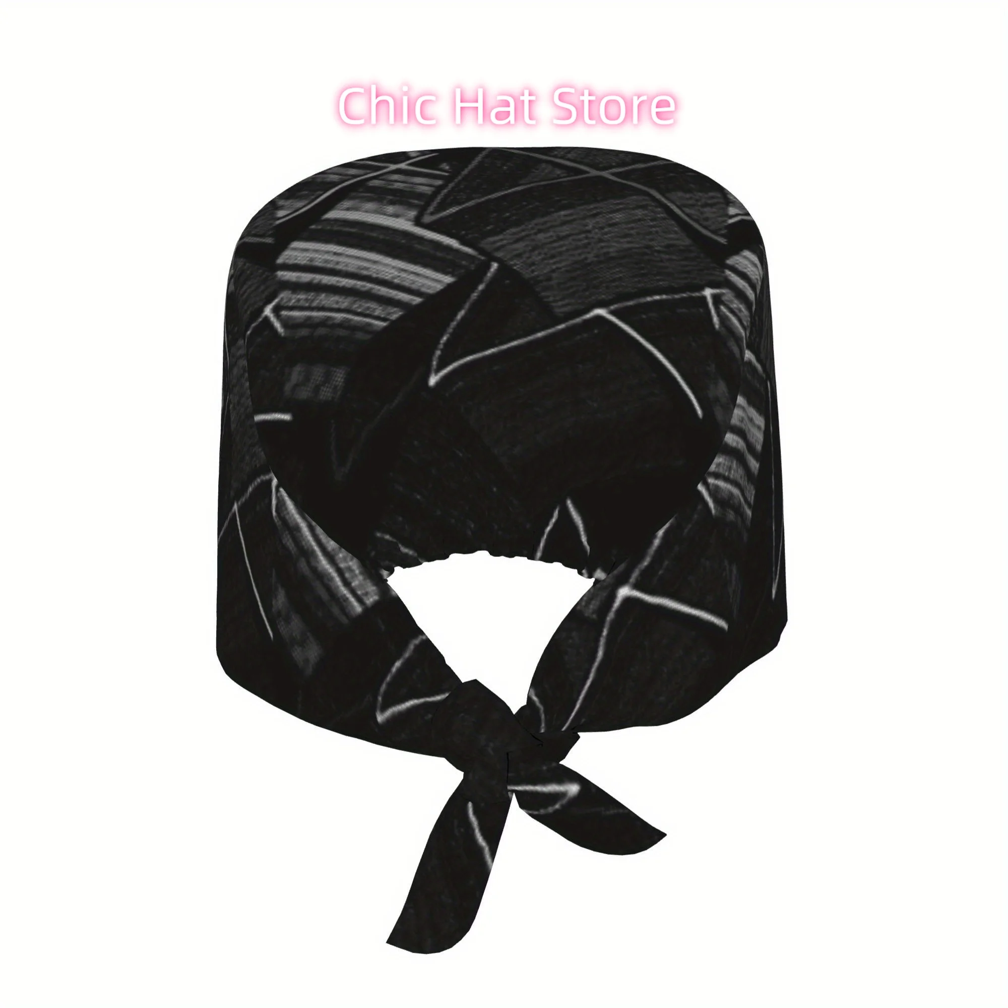 1pc Lattice Unisex Stylish Printed Work Cap - Lightweight Adjustable Skull Cap Tie-Back Nurse Hat, Dustproof Chef & Cooking Cap,