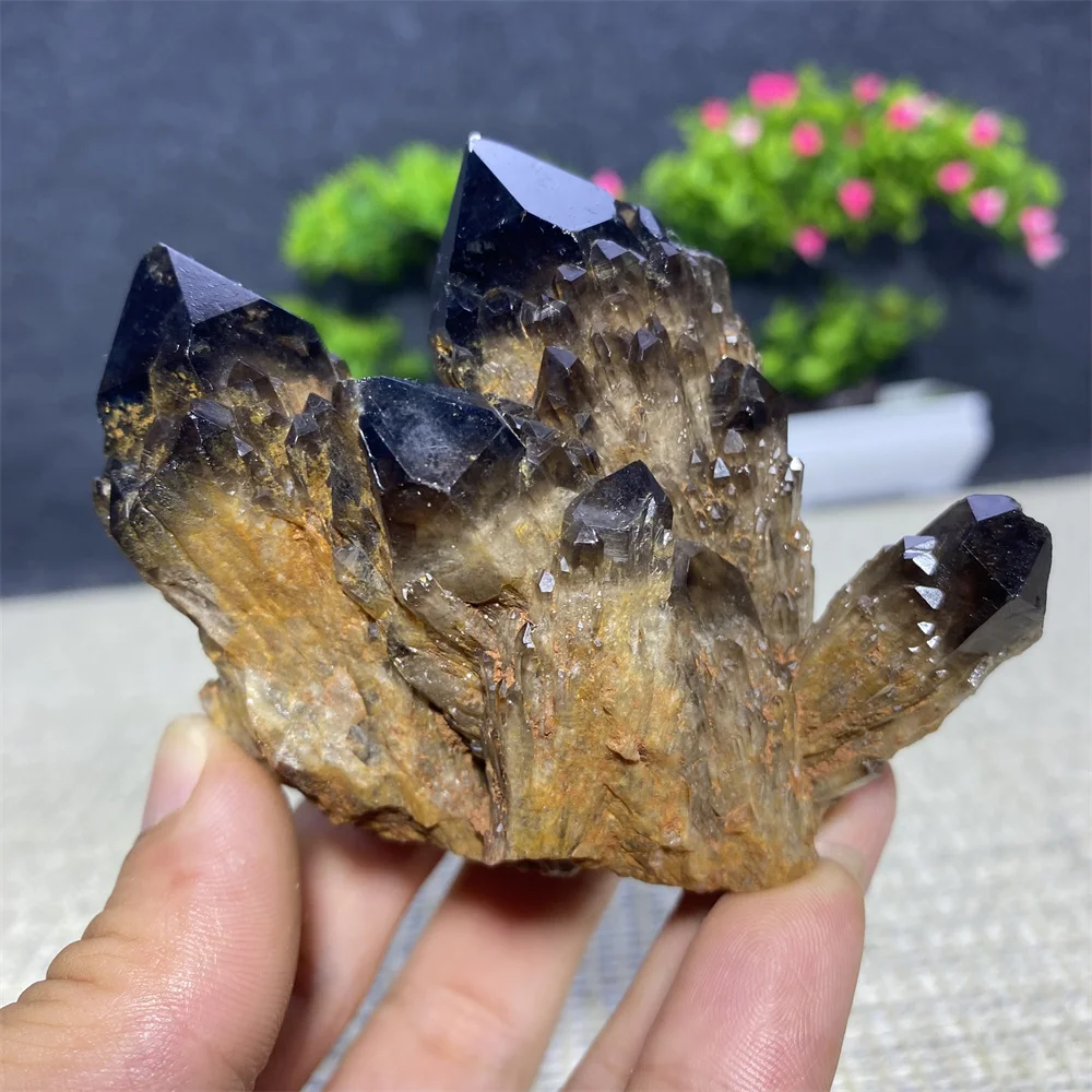 Natural Black Crystal Candle Stone Healing Wand Pineapple Cluster Quartz Minerals Specimen Gemstones Home Decoration