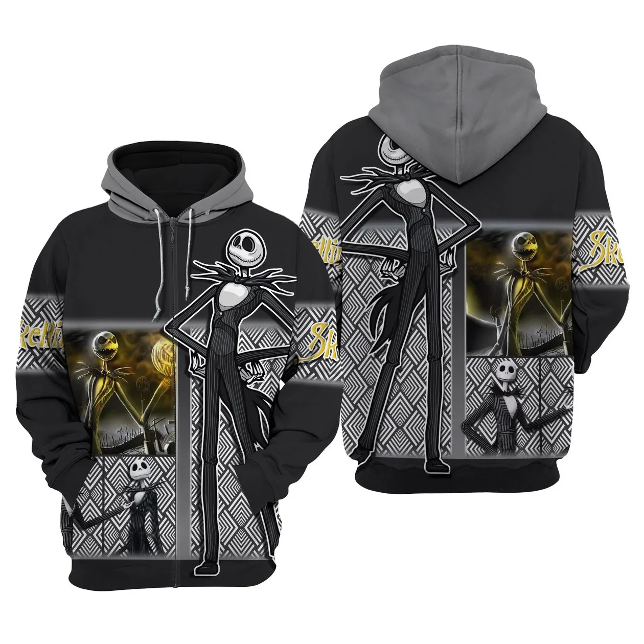 Jack Skellington 3D Hoodie Disney 3D Zip Hoodie