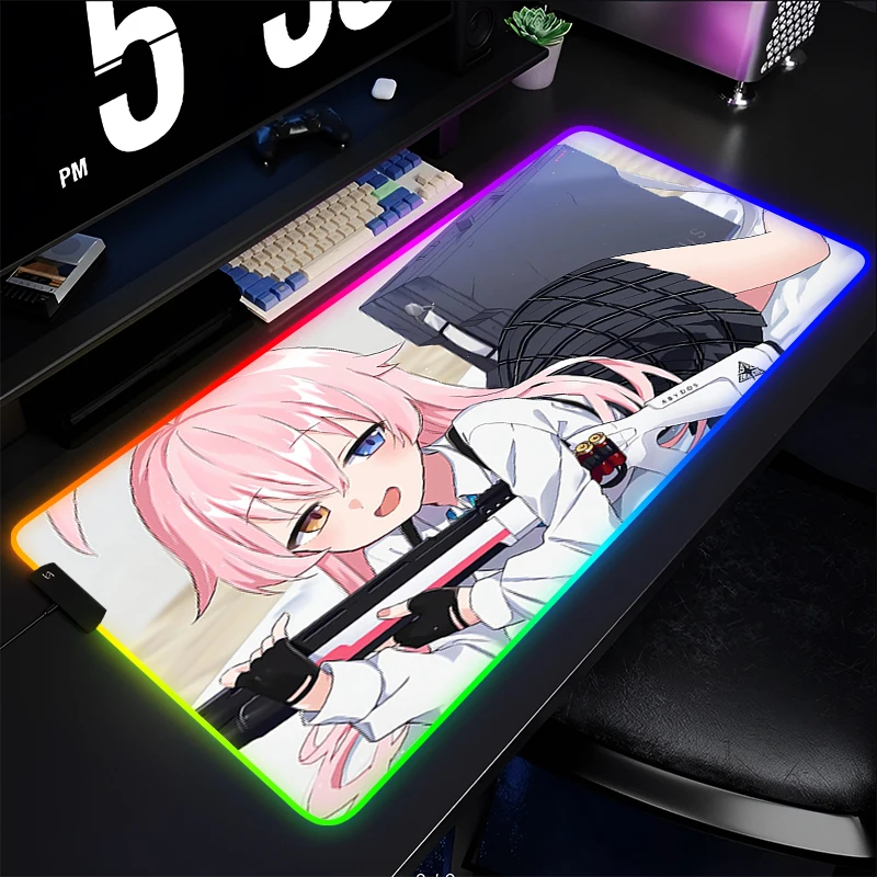 

RGB Mouse Pad Gaming Dywan Gamer Table Keyboard Pad LED Laptop Blue Archive Desk Mat PC Takanashi Hoshino Mousepad For Computer
