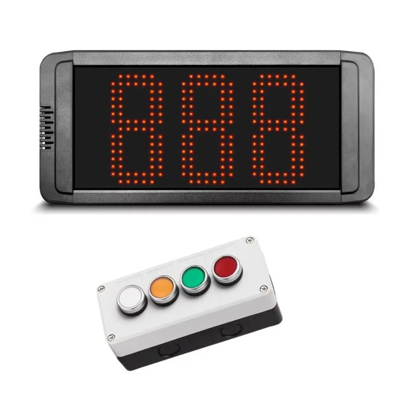 

Wired Queue Management System Turn O Matic Number Calling Device 1 Screen with 1 Control Pager Button for Hospital Restaurant