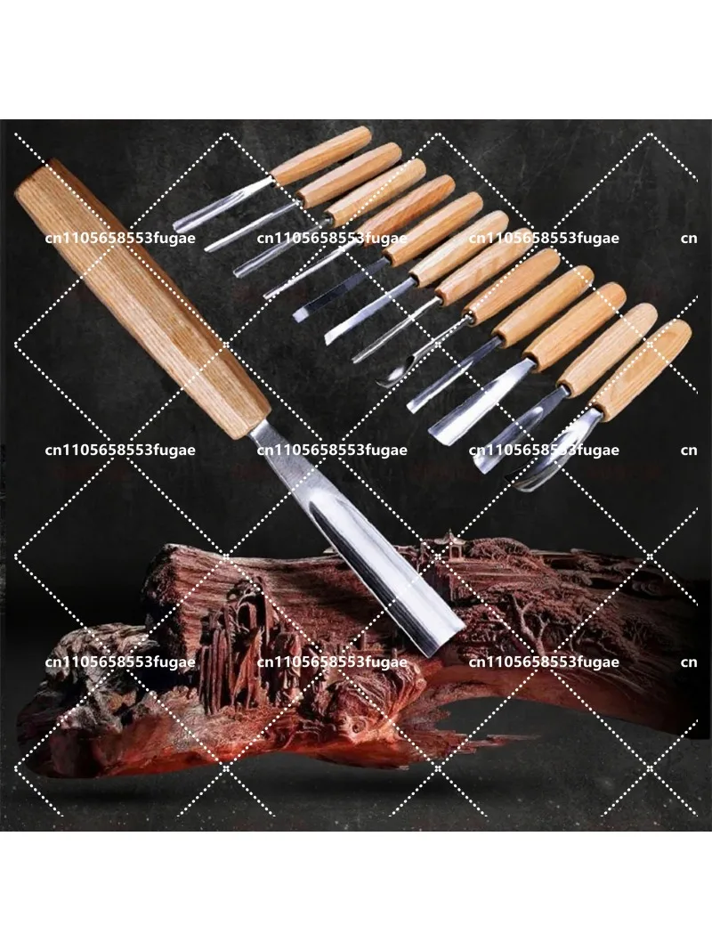 12pcs Wood Carving Chisel Set with Cr-V 60 Steel Blades, Stainless Steel Professional Woodworking Tools for Home DIY