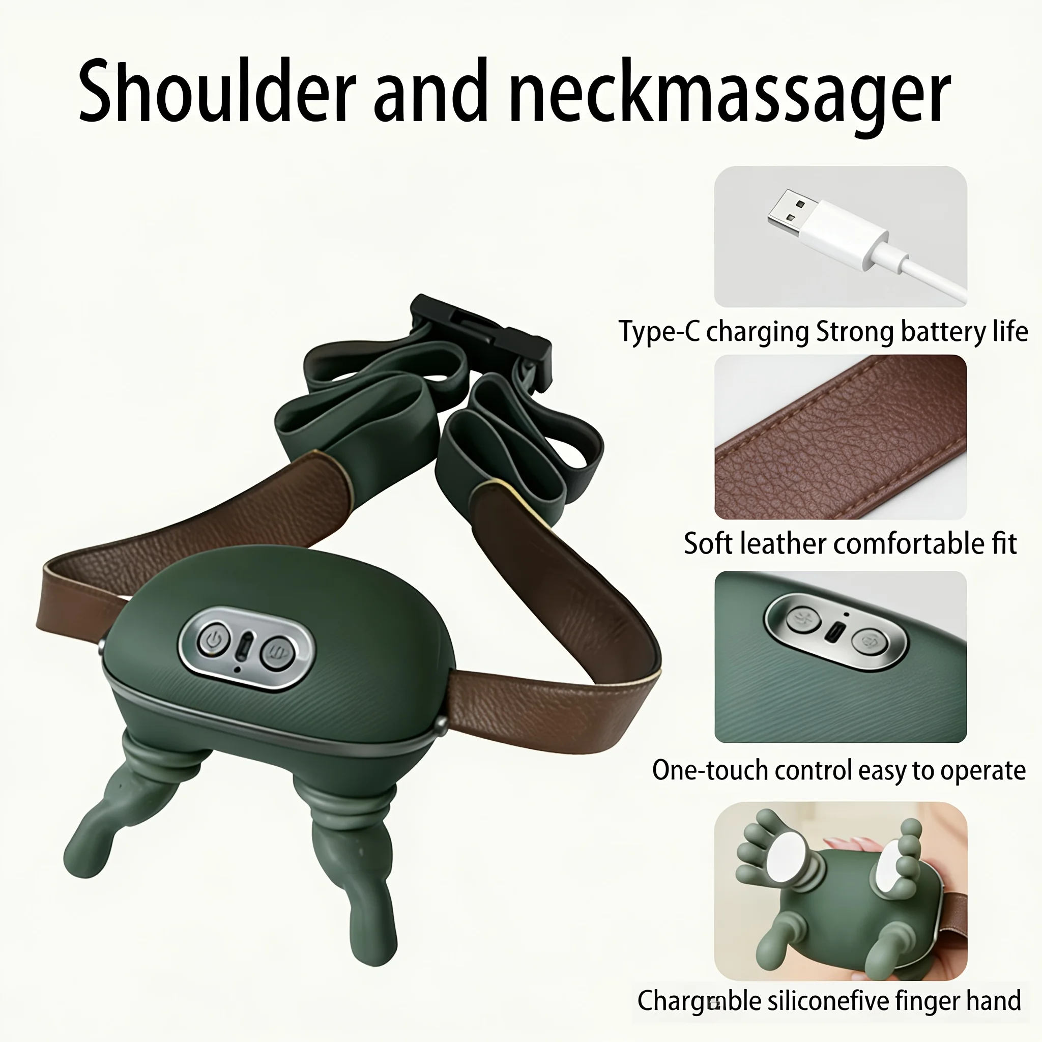 Wireless Neck & Shoulder Massager, 3D Kneading Electric Massager With Strap, 3 Speed, Deep Tissue Relief For Men Women