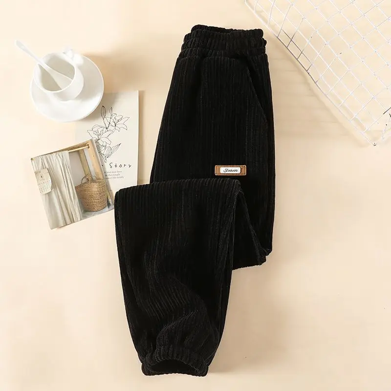 Women Winter Fleece Lined Sweatpants High Waist Loose Joggers Chenille Thick Warm Tapered Pants 2026