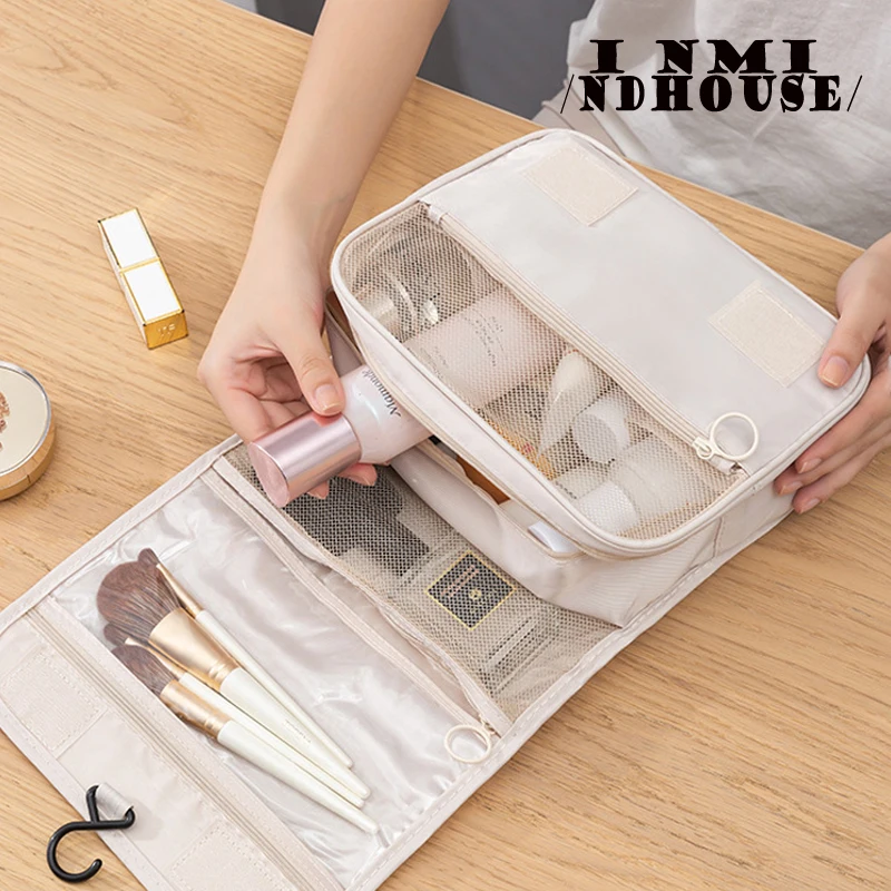 Travel Makeup Bag Waterproof Toiletries Organizer High Quality Women Neceser Bathroom Hook Wash Pouch Hook Makeup Storage Bag