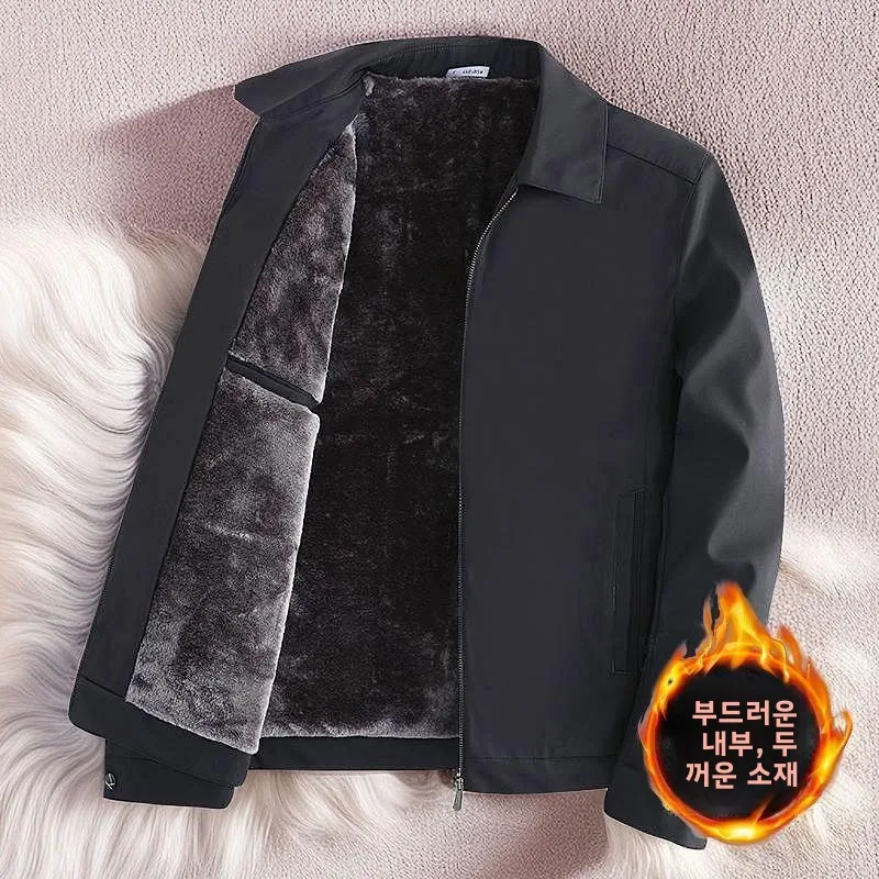 معطف شتوي دافئ بياقة طويلة من القطن مبطن من Thiened Fce للرجال في منتصف العمر ولون نقي للأب Sle