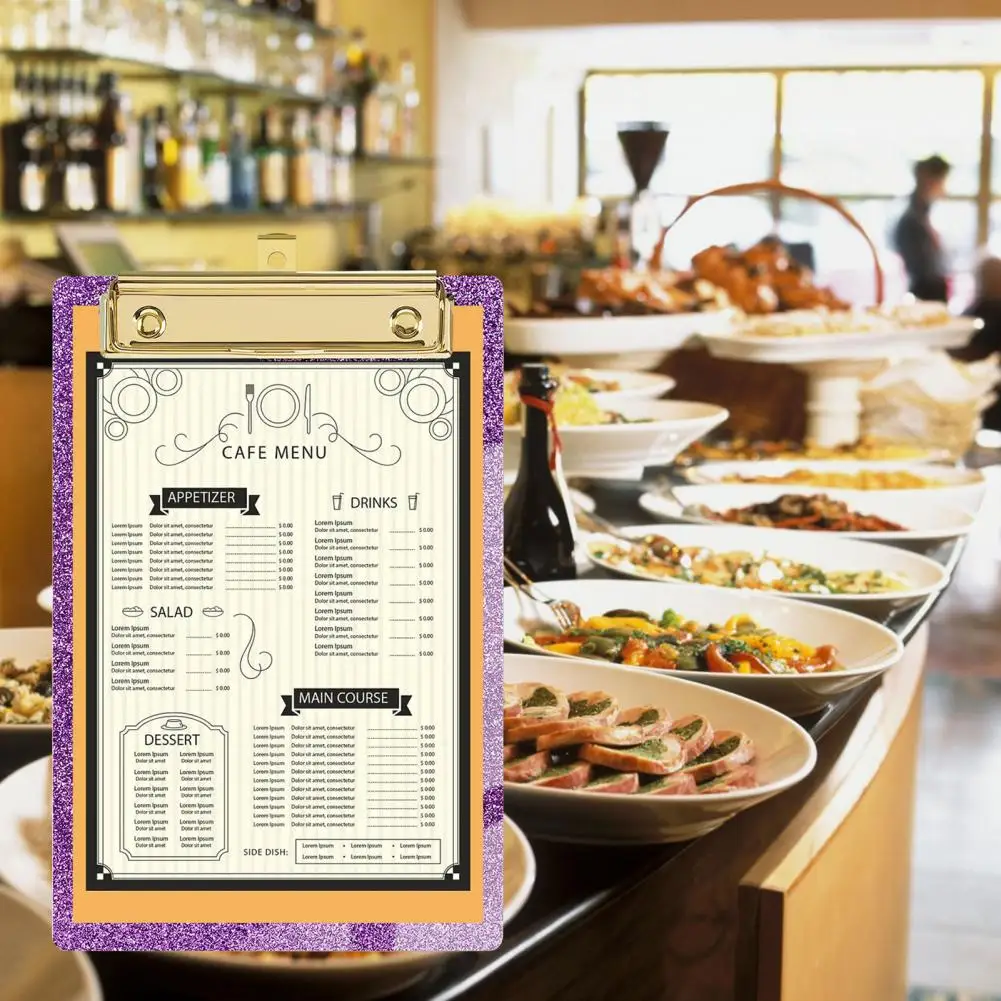 Suporte para armazenamento suspenso Menu de papel Placa de apoio Acessório escolar