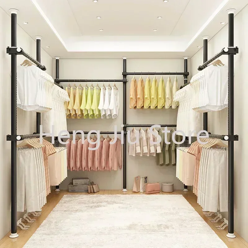 

Dressing Rooms Hanger Floor Clothes Racks Clothing Shoe Floor Bedroom Garment Rack Rail Free Standing Percheros Furniture