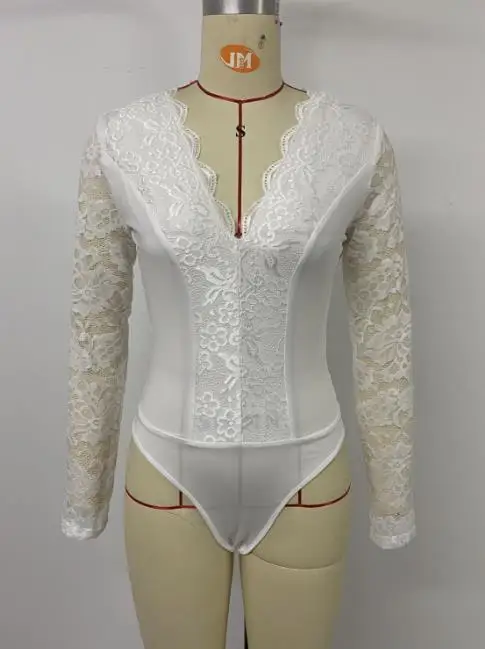 

Y2K Bodysuit Woman Autumn Winter Blouses New Fashion 2025 Casual Bodysuit Top Sexy Solid Color Long Sleeved V-Neck Lace Bodysuit