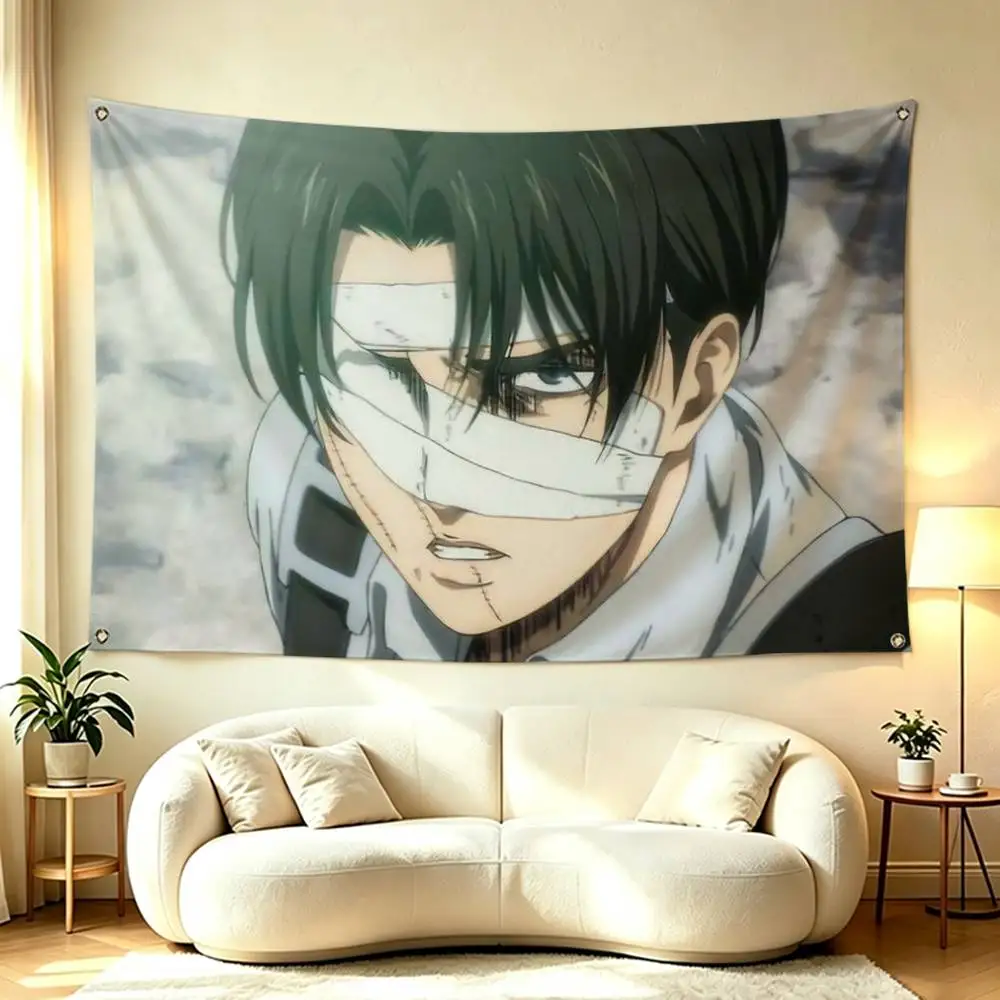 A-Attack on Titan Levi Ackerman Flag Suitable For Party Club Outdoor Interior Wall Decoration Banner Fans Gift