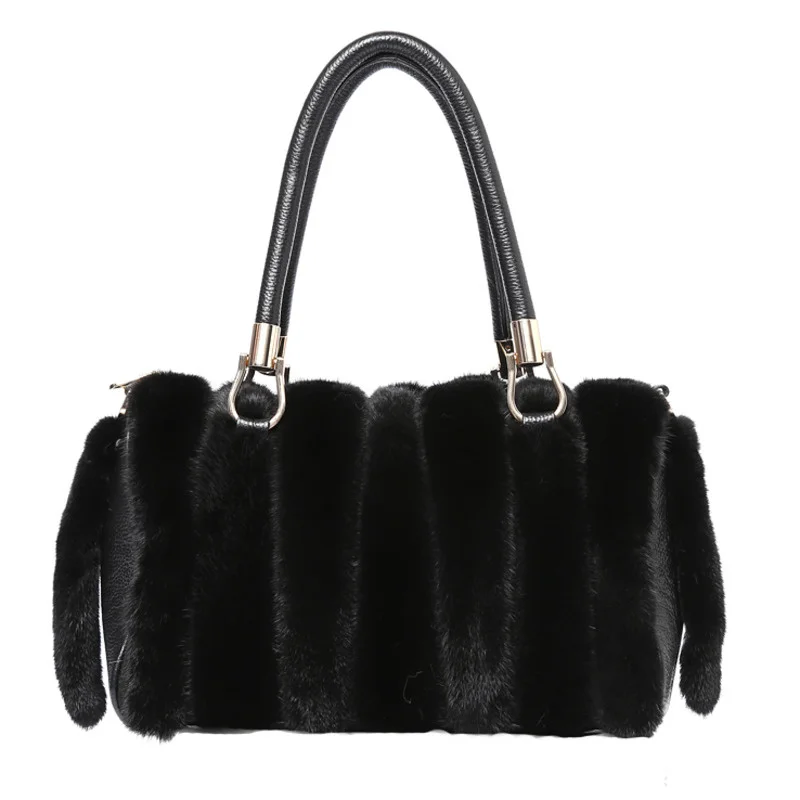 

Real Mink Fur Bag Genuine Fur Bag Luxury Women Winter Handbag Women's Evening Party Bag Ladies Fashion Shoulder Bag With Strap