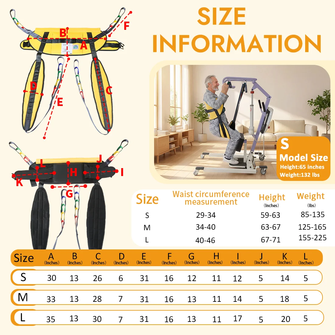 Ehucon Divided-Leg Sit-to-Stand Patient Lift Sling, ISO Certified Adjustable Standing Transfer Sling for Elderly Patients