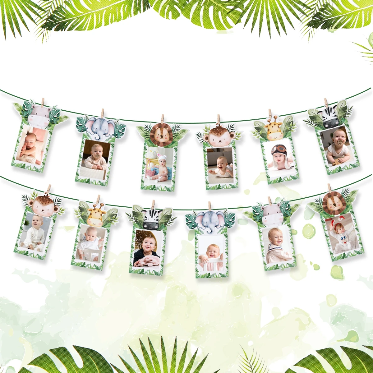 Jungle Safari Birthday Bunting Banner Woodland Safari Birthday Party Decoration Wild one 1st Jungle Birthday Party Supplies