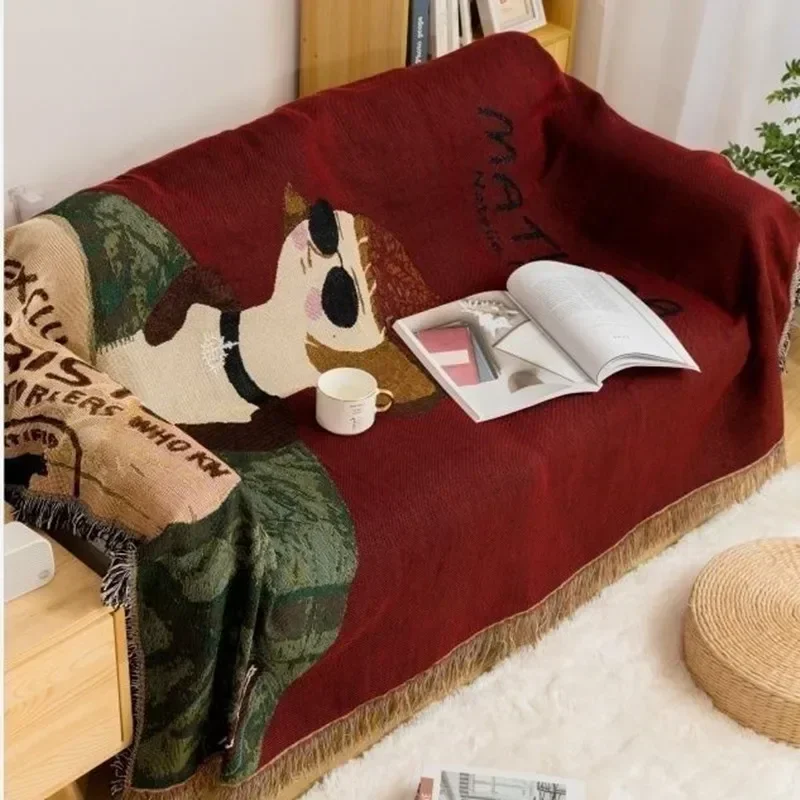 Cartoon Characters Pattern Knitted Sofa Blanket Throw Blanket for Bed Nap Blankets Outdoor Camping Mat Home Decorate Tapestry