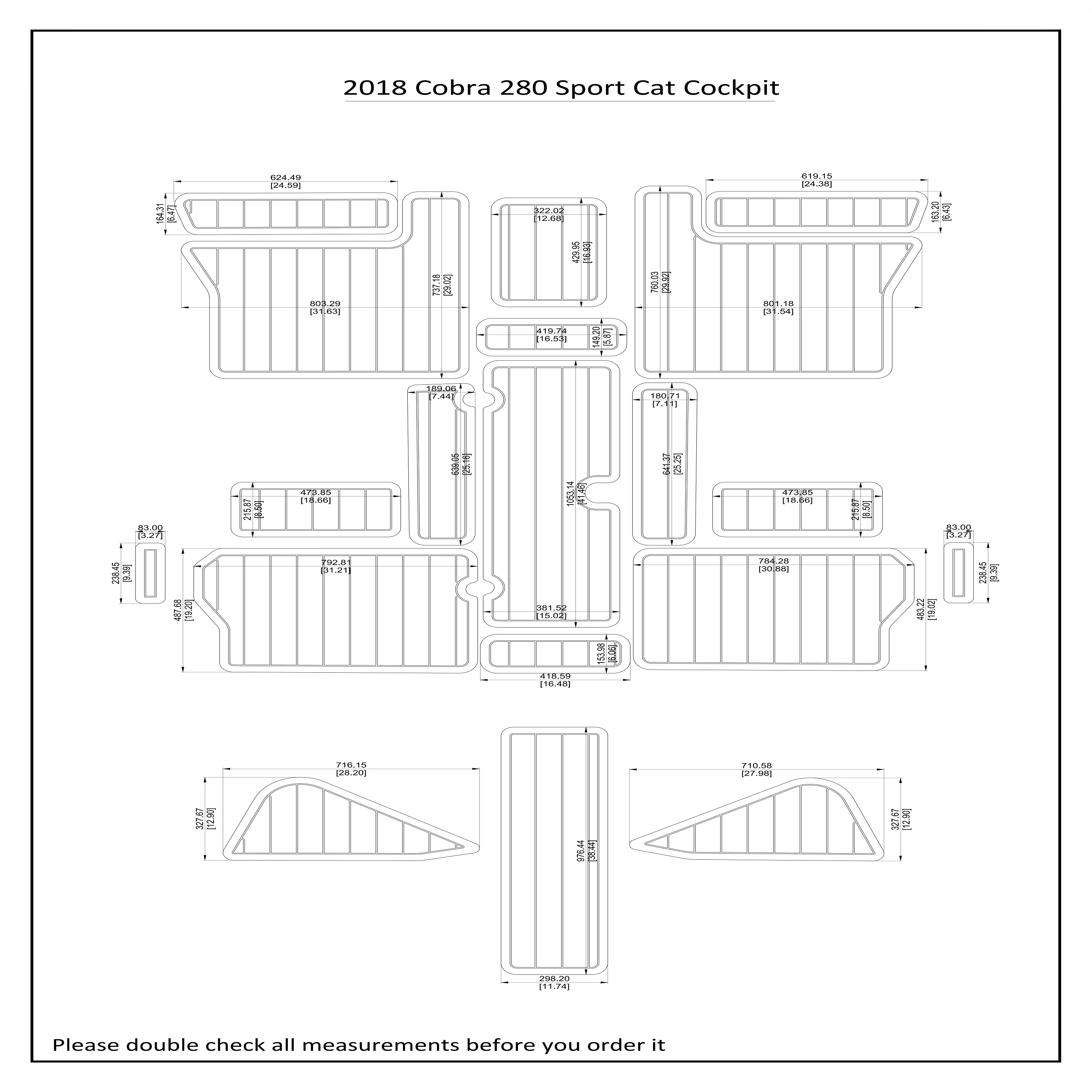 

2018 Cobra 280 Sport Cat Cockpit EVA Faux Teak Deck Floor Pad