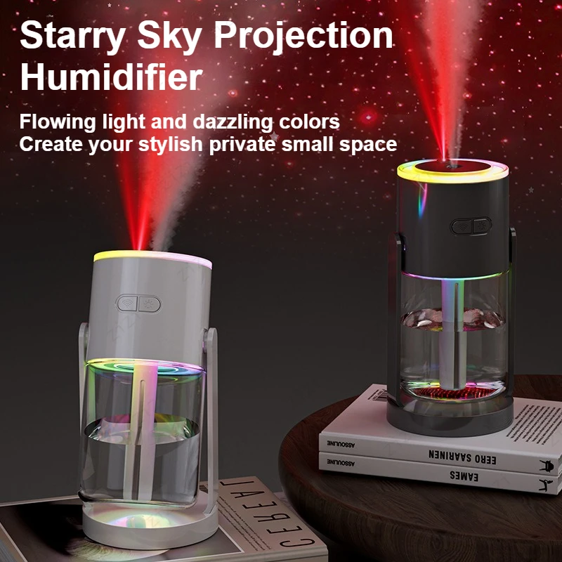 

Starry Sky Light Shaking Head Humidifier Ultra Silent Humidifier Home USB Color Atmosphere Light Humidifier