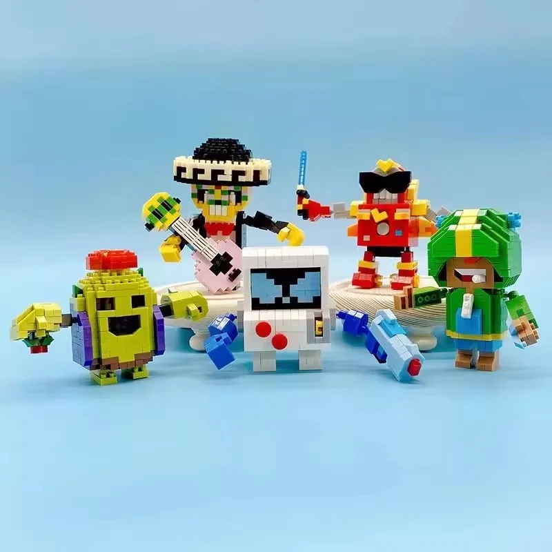 Brawl Stars Game Cartoon Robot Monster Assembly Building Blocks Collection DIY Toy Model Ornaments Children\'s Holiday Gifts