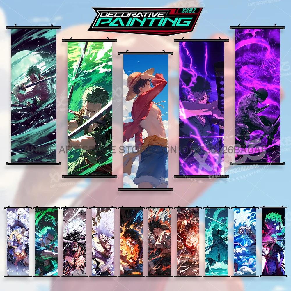

ONE PIECE Wall Art Scrolls Pictures Anime Mural Posters Roronoa Zoro Canvas Print Home Decoration Hanging Painting For Bedroom