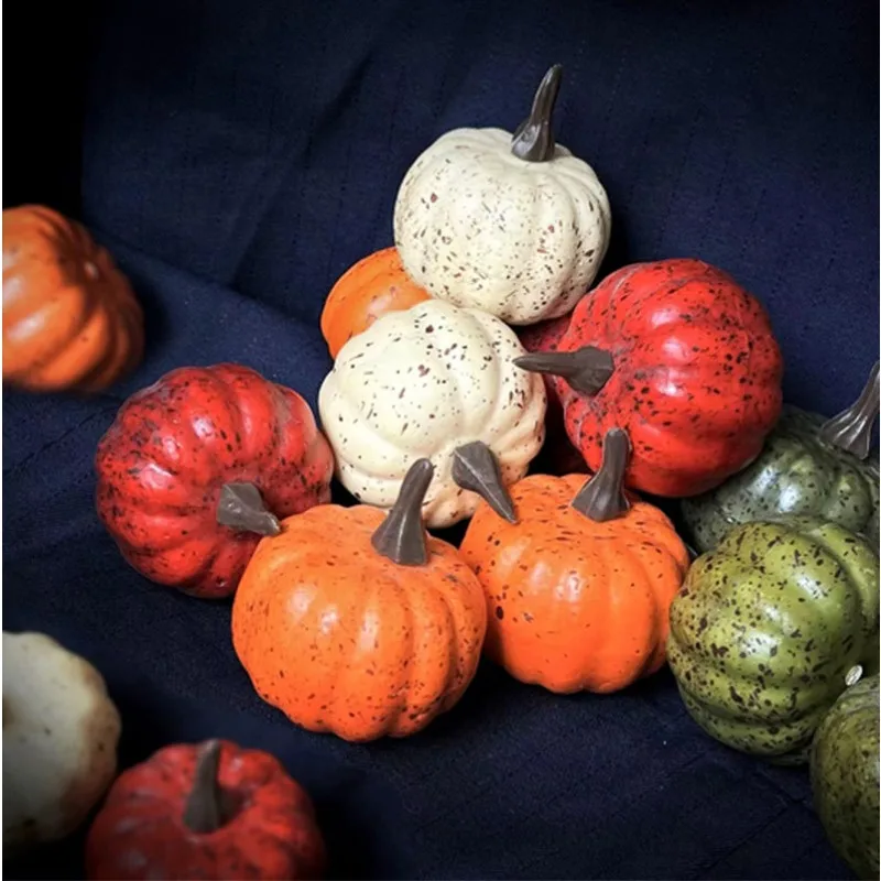 30pcs Artificial mini Pumpkin Faux Fruit Vegetable Craft Halloween Wreath Decoration Small Fake Pumpkin Ornament