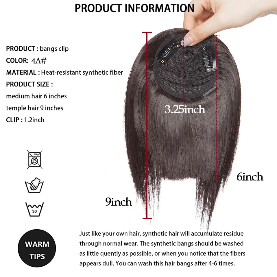 Benehair Synthetic Bangs Hair Fake Bangs Fringe with Temples Hairpieces for Women Natural Curved Bangs Clip in Hair Extensions