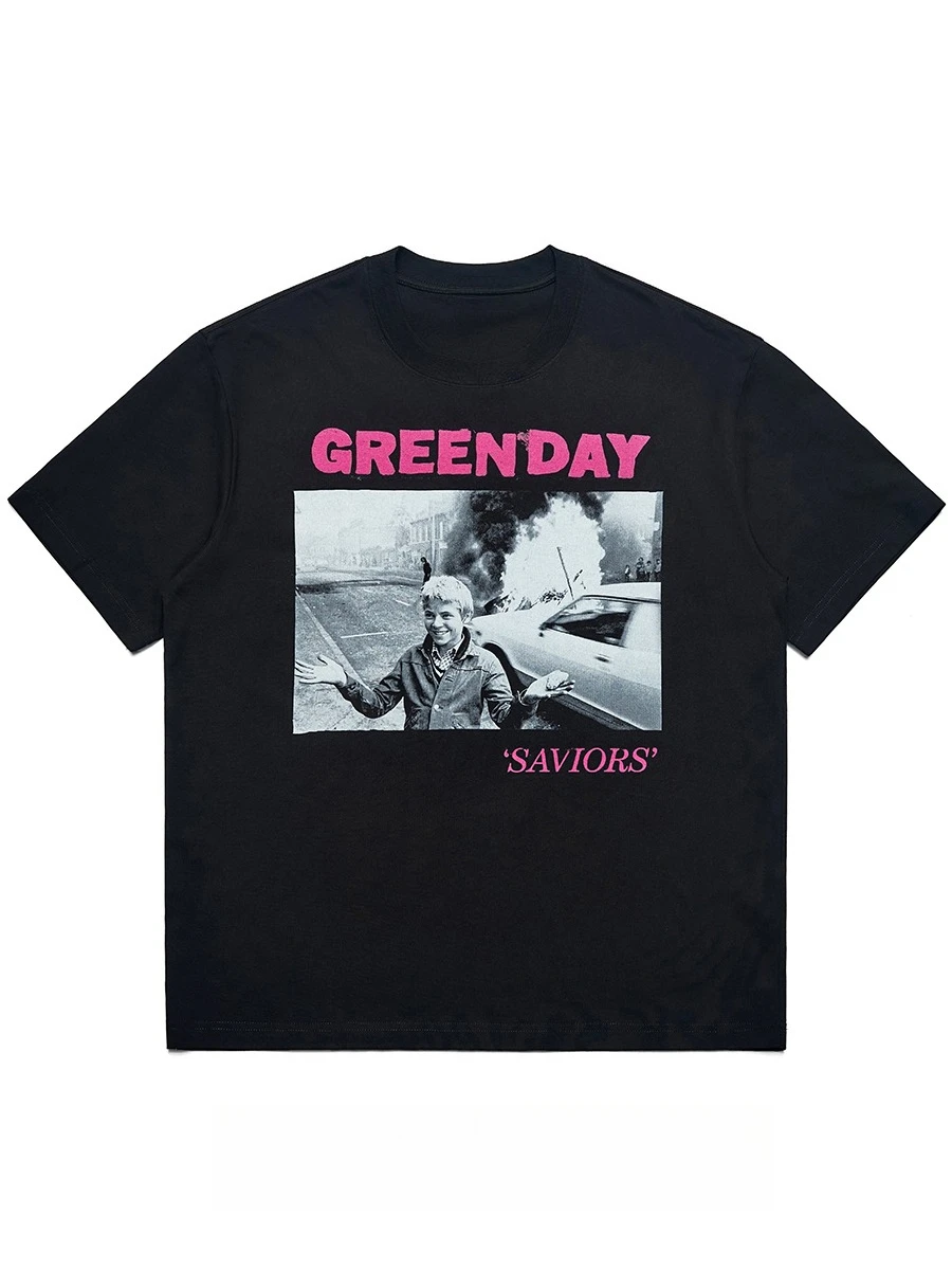 

Green Day Anti-war Boy PUNK Punk Band Tide Брендовая футболка с короткими рукавами в стиле рок для мужчин и женщин The Same Футболка Vintage American High Street