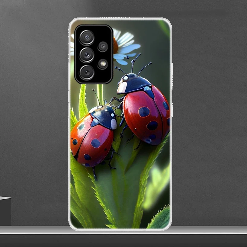 Insect Seven-Star ladybug Phone Case For Samsung Galaxy A15 A14 A13 A12 A55 A54 A53 A52 A35 A34 A33 A32 A25 A24 A23 A22 A04S A03