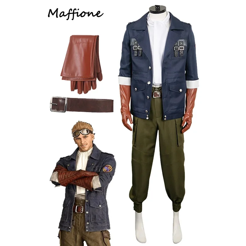 Cid Cosplay juego de viento Final Cosplay disfraz de fantasía Anime disfraz chaqueta guantes traje hombres juego de rol traje de fantasía de Halloween