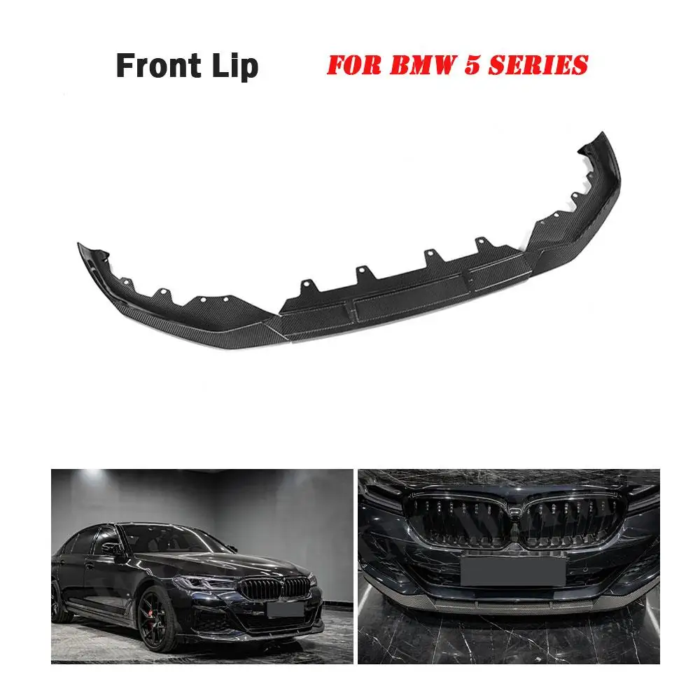 Dry Carbon Fiber Front Lip Guard for BMW 5 Series G30 G38 M Sport 2021+  FRP Car Front Bumper Lip Spoiler Three-section