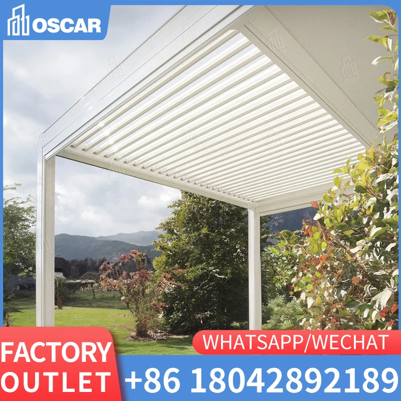 

Customizable Size Electric Aluminum Retractable Pergola Waterproof Folding Roof Outdoor Structure with Modern Design