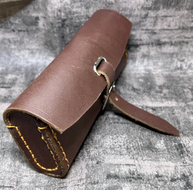 

E0989 100% Pure Handmade Bicycle Saddle Bag Cowhide Tool Bag Retro Bicycle Hang Back Bag Black/Chocolate