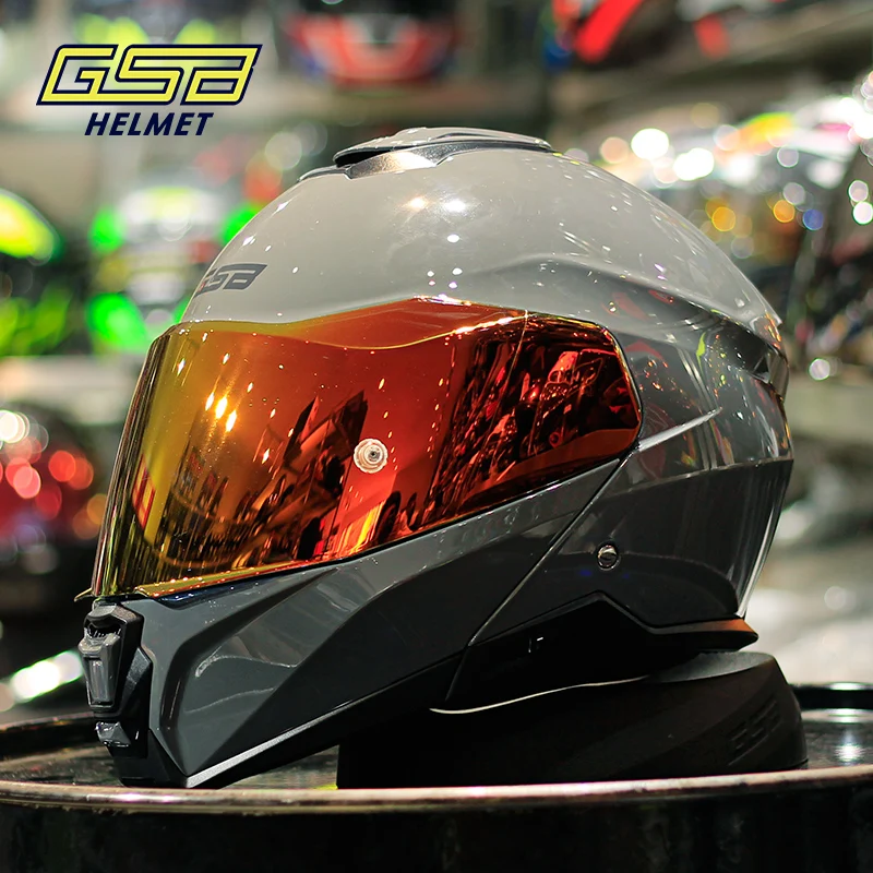 GSB Flip Up Motorcycle helmet Dual Lens Full face Helmet Racing Off-Road Casco Motocross DOT ECE Certification Cascos para motos