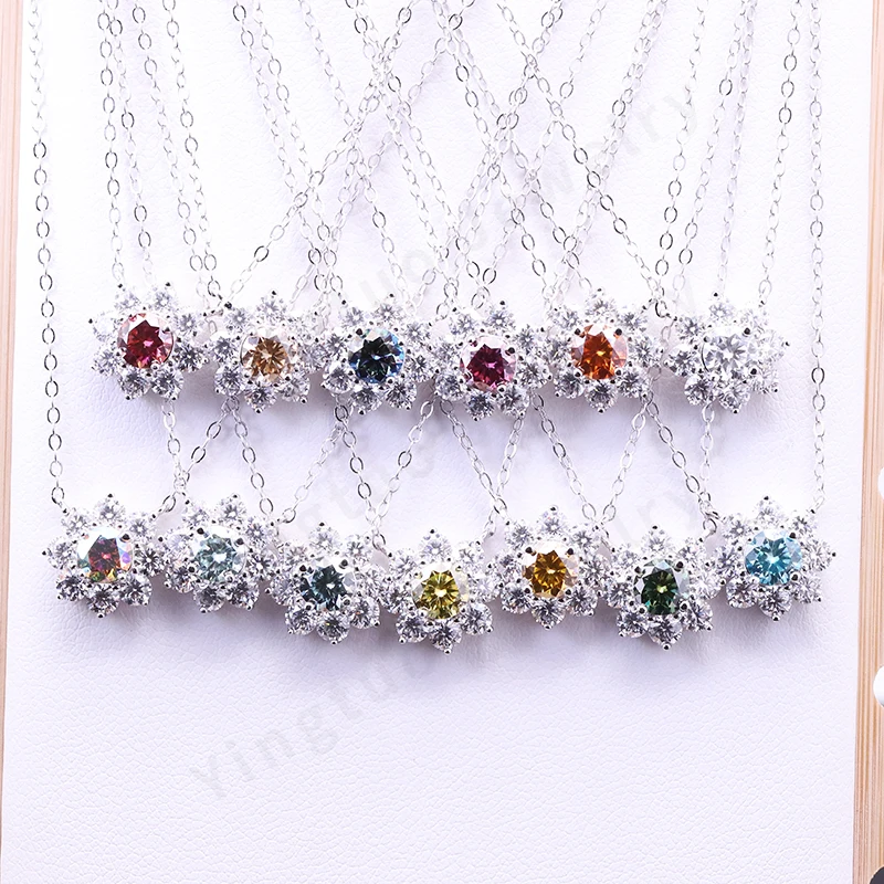 0.5Carat 5mm Round Brilliant Cut D Color Moissanite Pendant Necklace Silver 925 Moissanite Diamond Test Past