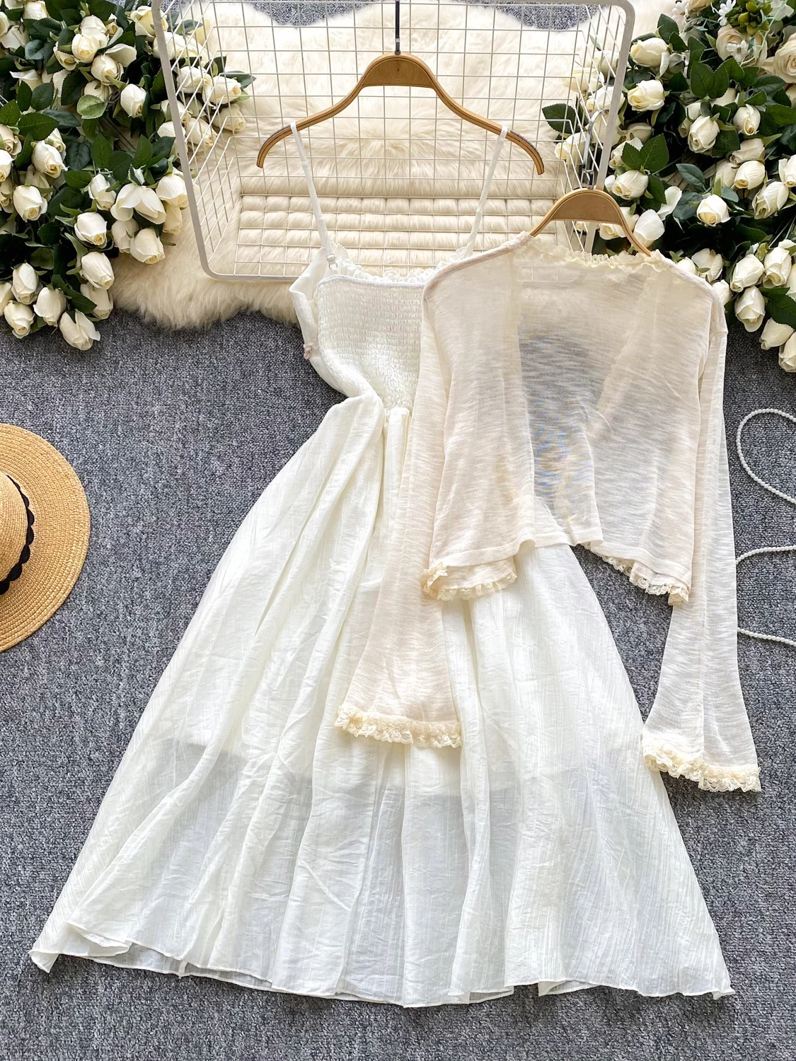 

Sweet Sle Women's Summer Outfit Thin Long Sve oulder awl Coat Waist-Cinching Tassel Dr Faionable Ensemble