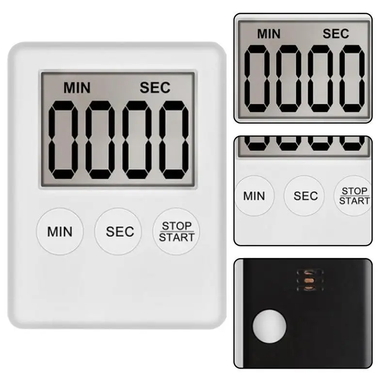 Kitchen Timer Digital LED Display Loud Alarm Minute Second Count Up Countdown Countup Timer For Home Kitchen Office School