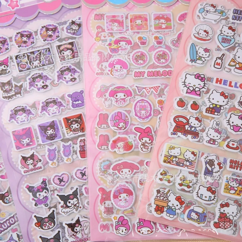 40pcs Sanrio Cute Cartoon Mini Double Layer Bubble Stickers Diy Scrapbook Decorative Stickers Kindergarten Student Reward Gift