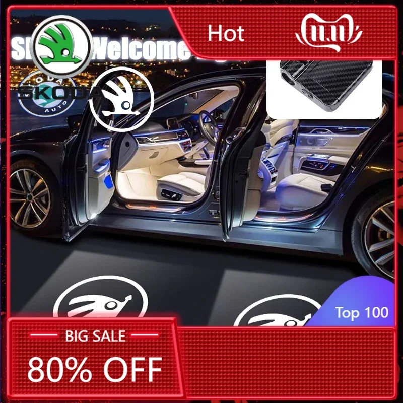 

Наклейка на автомобиль 2025: Новая светодиодная проекционная лампа-приветствие на дверь автомобиля, HD-декор для Skoda Octavia, Superb, Rapid, Kodiaq, Karoq, Fabia, K