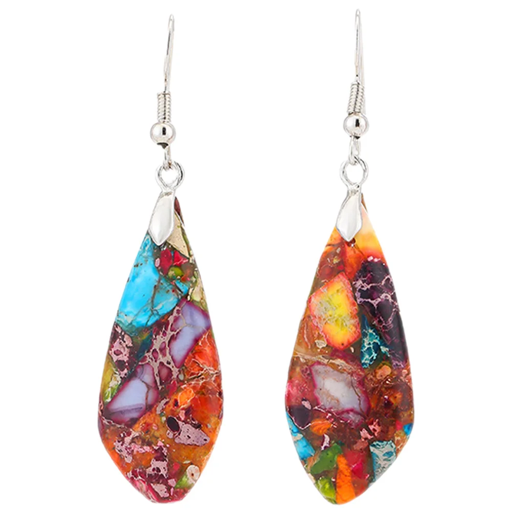 

1Pair Colorful Stone Dangle Earrings Bohemian Teardrop Drop Earrings for Women Lightweight Comfortable Fashion Jewelry