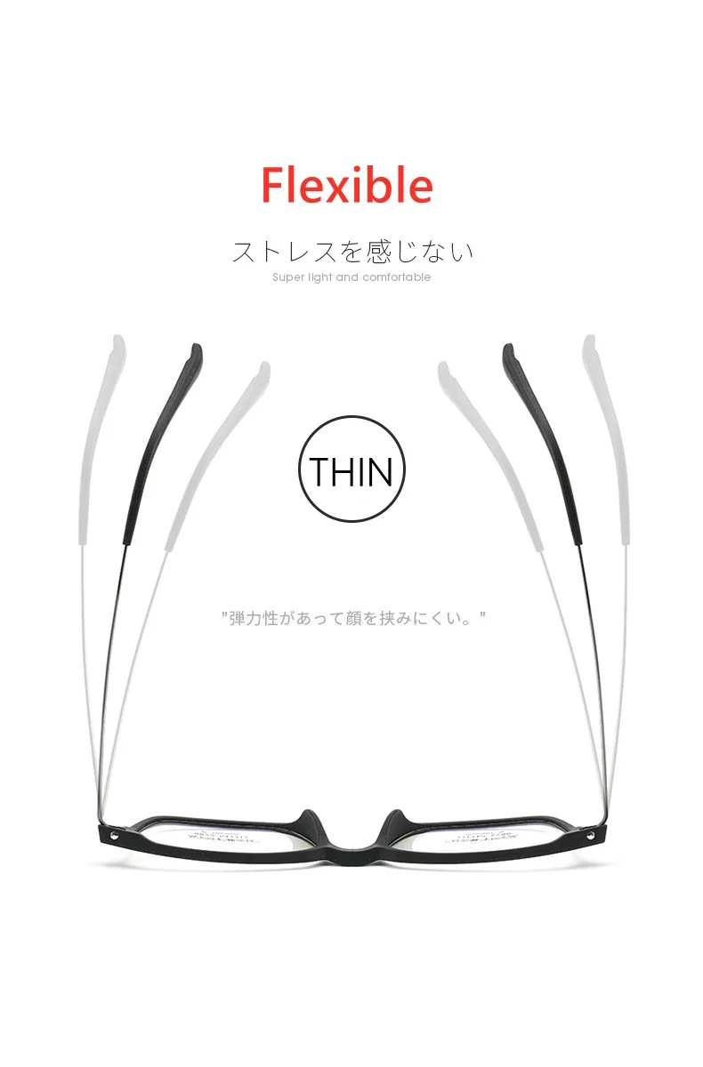 Ultraleichte, komfortable TR90-Brille für Damen, reines Titan, Retro-Quadrat-Brillengestell für Herren, Anti-Blaulicht-Brille – Detail 6