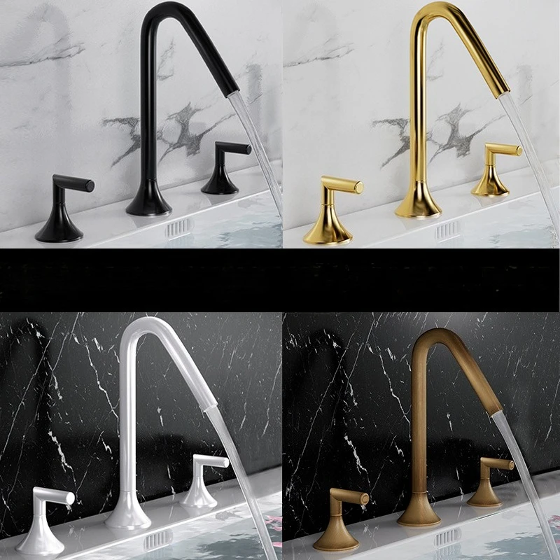 Bathroom Split Three Hole Basin Faucet Bathroom Cabinet Sink Basin Cold and Hot Splashproof Faucet Set