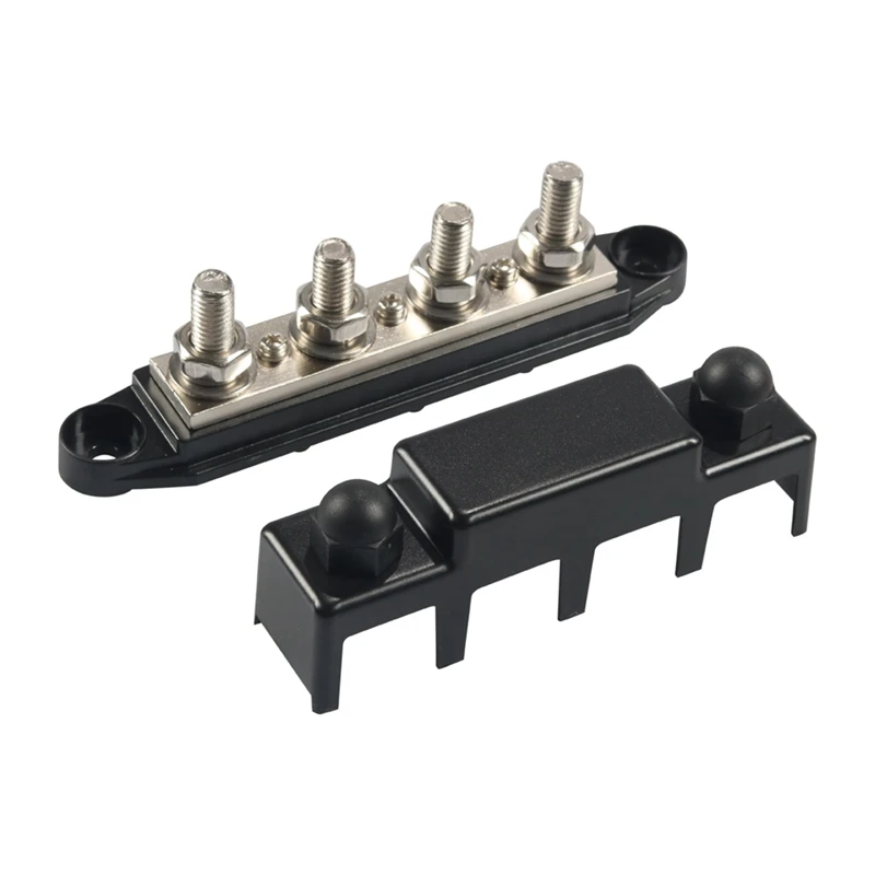 Bus Bar 12V 300A Power Distribution Block 4 X 3/8In Studs 12V Automotive Marine Battery Busbar Terminal Block With Cover