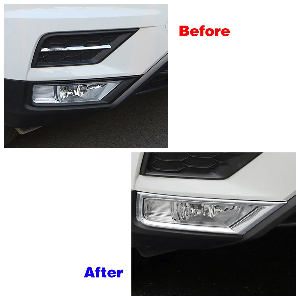 For Volkswagen VW Tiguan MK2 2017-2019 Chrome Front Fog Light Lamp Foglight Trim Cover Frame ABS Exterior Decoration