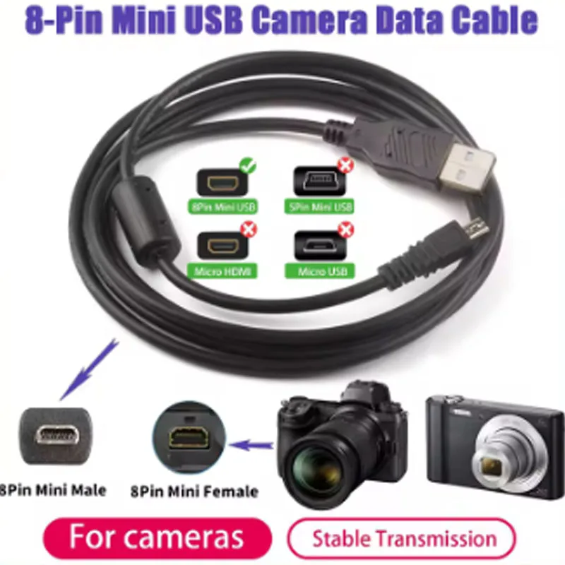 1/1.5M 8 Pin UC-E6 Camera USB Data Cable Cord For Olympus X-30, X-36, X-40, X-41, X-42, X-43, X-560WP, X-730, X-735, Panasonic