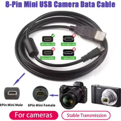 1/1.5M 8 Pin UC-E6 Camera USB Data Cable Cord For Panasonic Lumix DMC-SZ5, DMC-SZ7, DMC-SZ8, DMC-SZ9, DMC-TS3, DMC-TS20, DMC-LS