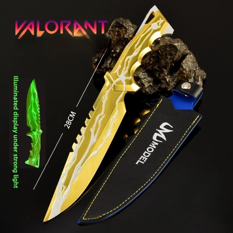 Periférico de juego Valorant, 28cm/11,02 pulgadas, modelo de arma, cuchillo de castigo divino, cubierta de cuero y Metal, versión de adornos de juguete, colecciones