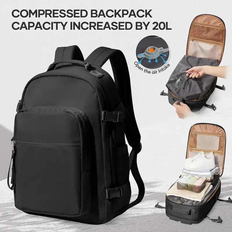 Geestock Vacuum Compression Backpack Carry On Travel Backpack Cabin Airplane 47x20x34 Women Men Backpack Business Laptop Bag