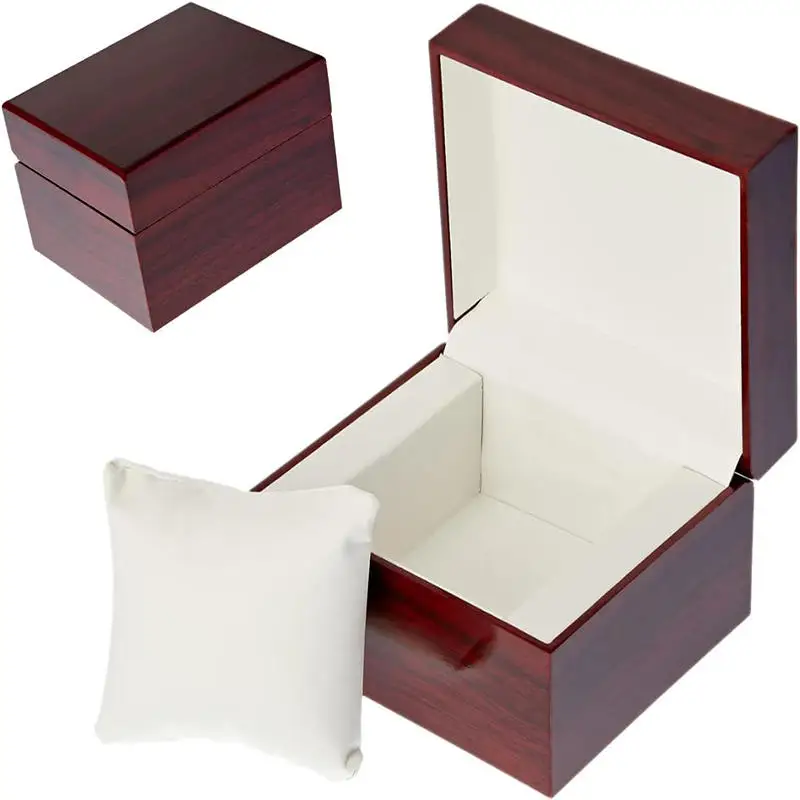 1pc High and Wooden Single Watch Gift Box With Pillow, Wood Wrist Watch Storage Box For Christmas, Birthdays And Anniversary