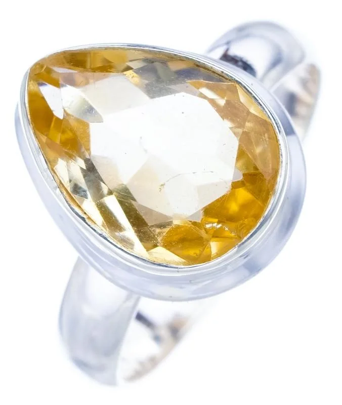 

StarGems Natural Citrine Handmade 925 Sterling Silver Ring 8.5 F0363