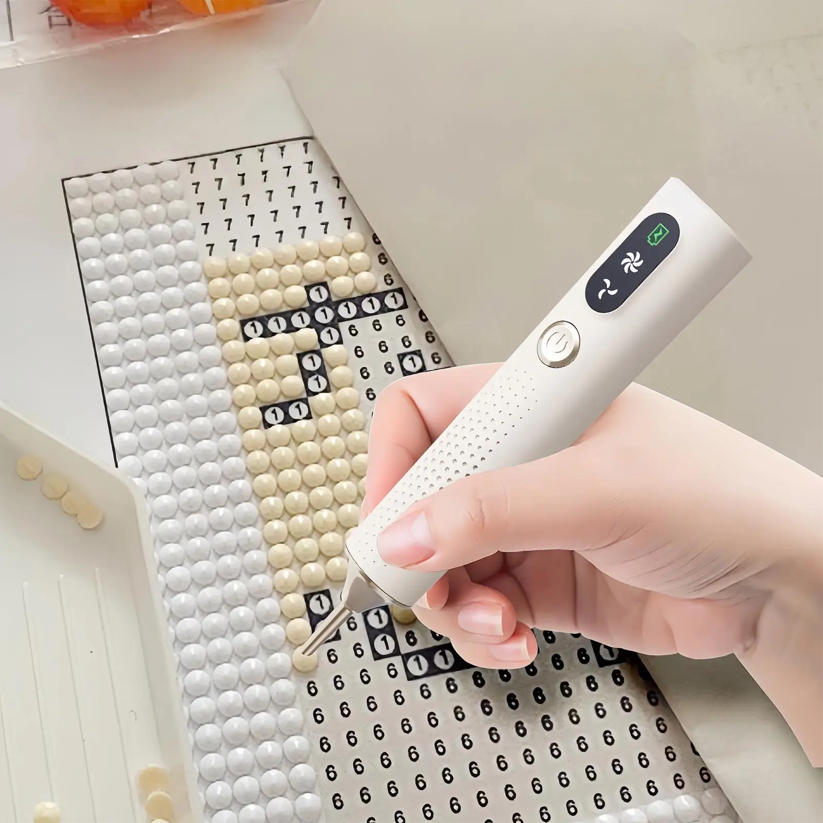 Wireless Diamond Art Pen 2 Adjustable Speed Modes Wax-Free Tool for Faster & Precise DIY Rhinestone Painting Rechargeable