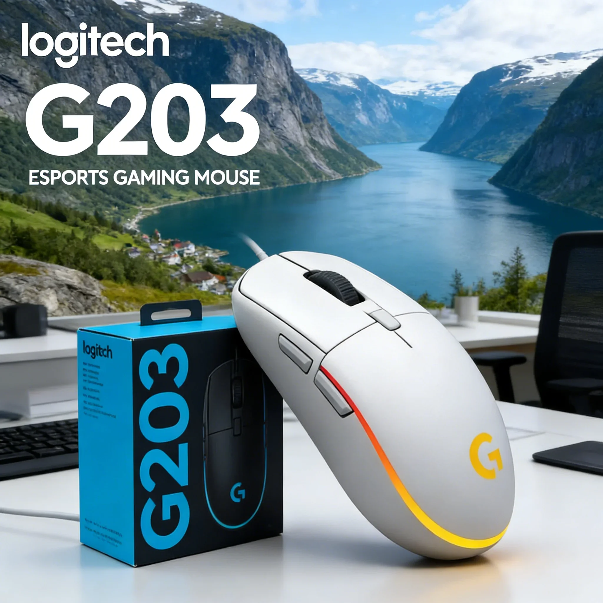 

Игровая мышь Logitech G203 с RGB-подсветкой, проводная, оптический сенсор 8K DPI, 6 программируемых кнопок, эргономичный дизайн для FPS, CS:GO, PUBG