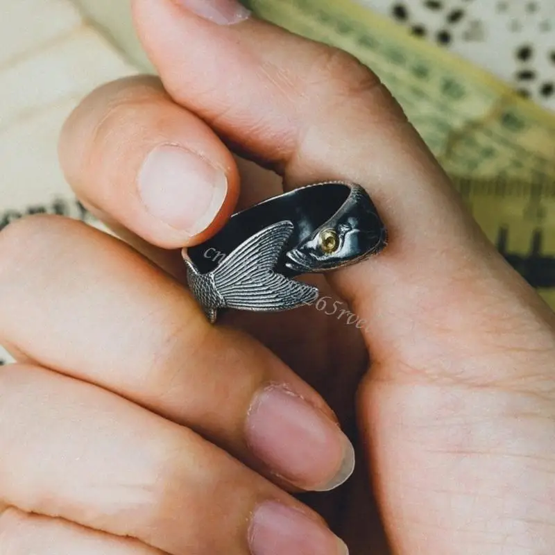 Anillos forma pescado ajustable y versátiles para cualquier ocasión U90F